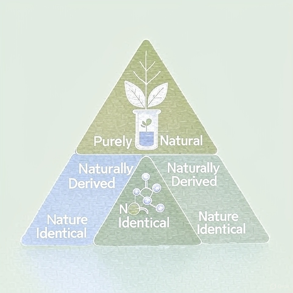 Three Shades of Natural diagram illustrating Purely Natural, Naturally Derived, and Nature Identical ingredient classifications used by ORY Skincare.